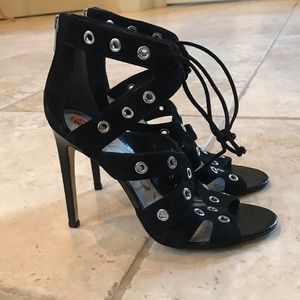 Sam Edelman black suede lace up heels